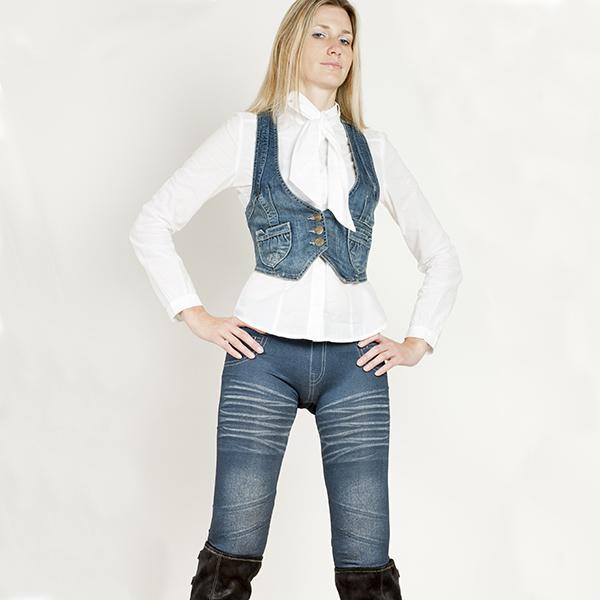 standing woman in jeggings