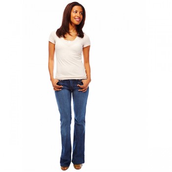 Full length image of a young African American posing on white ba