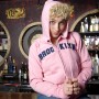 Woman in a pink hoodie