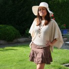 Beautiful model standing in garden