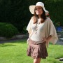 Beautiful model standing in garden