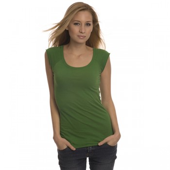 Woman in a green tank top
