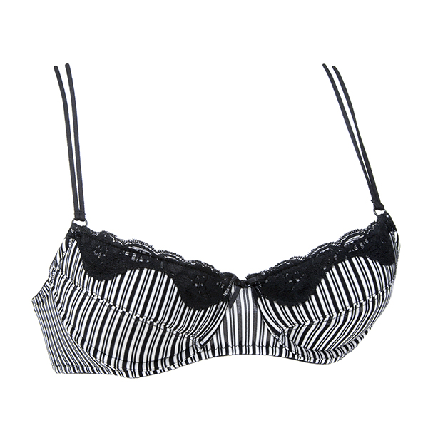 Striped bra with lace